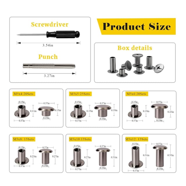 Detalle 2 de Solaverano Chicago Schraubnieten 6 Größen
