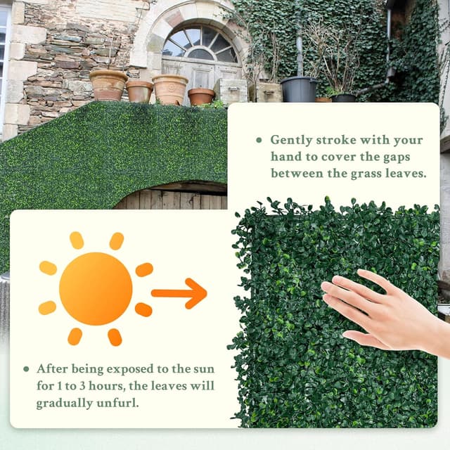 Detalle de ODTORY Artificial Boxwood Wall Panels (20x20 inch, 14 pcs) for Privacy & Greenery Screens