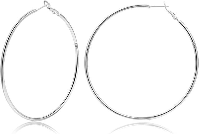 Detalle de MOROTOLE Creolen aus Sterling Silber vergoldet (14 k) – große dünne Creolen für Damen, hypoallergen, 20–70 mm