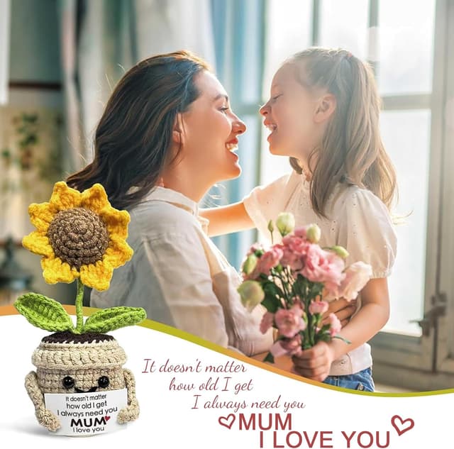 Thumbnail 6 de Handmade crochet sunflower gift for mum 4.75 in