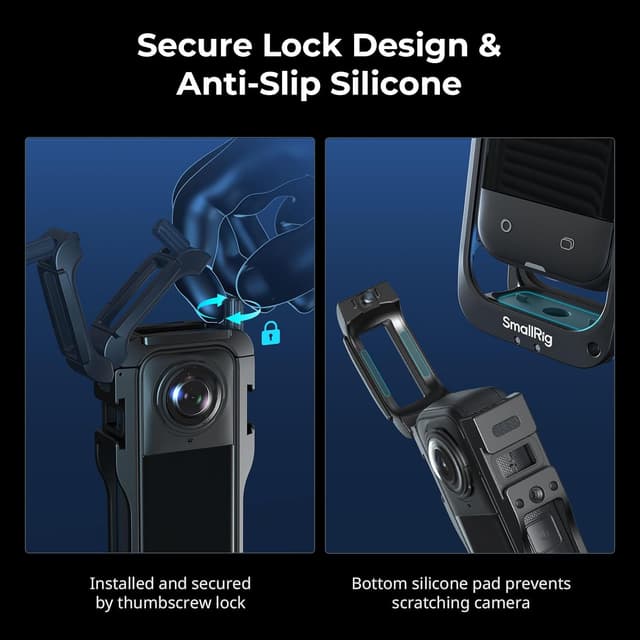 Detalle 2 de SMALLRIG Cage pour Insta360 X5 (5195) : boîtier de protection en alliage d’aluminium avec fixation rapide