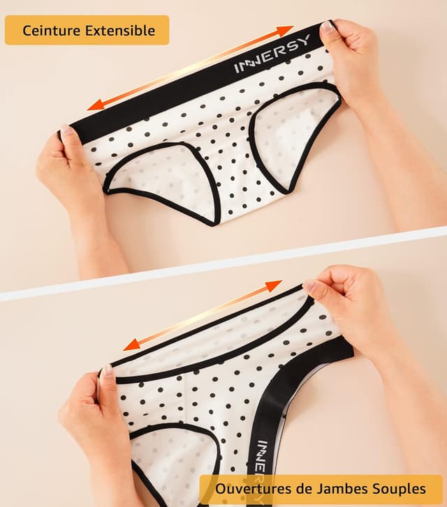 Detalle de INNERSY Lot de 6 culottes fille en coton stretch (8 à 16 ans)