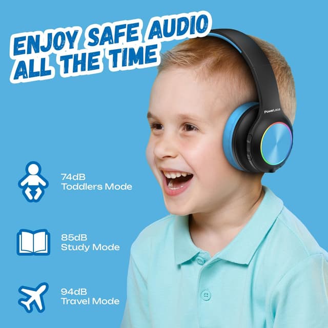 Detalle 2 de PowerLocus Auriculares Inalámbricos para Niños 🎧 - Plegables y Seguros