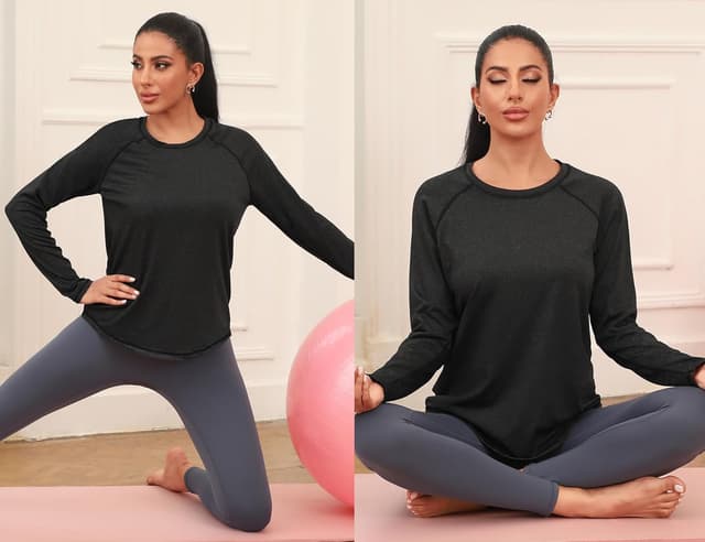 Detalle 1 de Gyabnw Sport Damen-Langarmshirt mit Mesh-Rücken – Funktionsshirt fürs Training, Yoga & Wandern