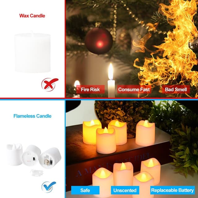 Detalle 2 de Litake LED Candles (24 Pack) Flameless Flickering Tea Lights in Warm White