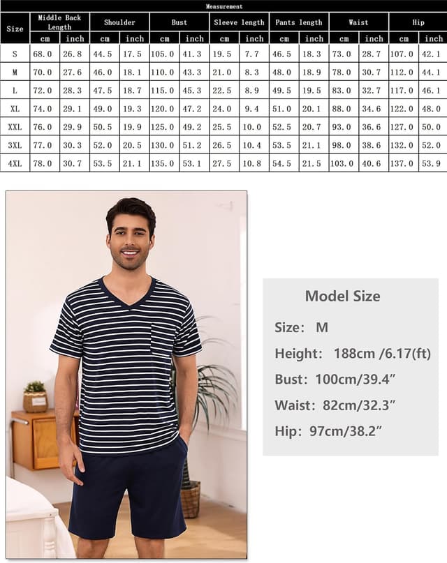 Thumbnail 5 de Litherday Pyjama homme rayures coton, S à 3XL