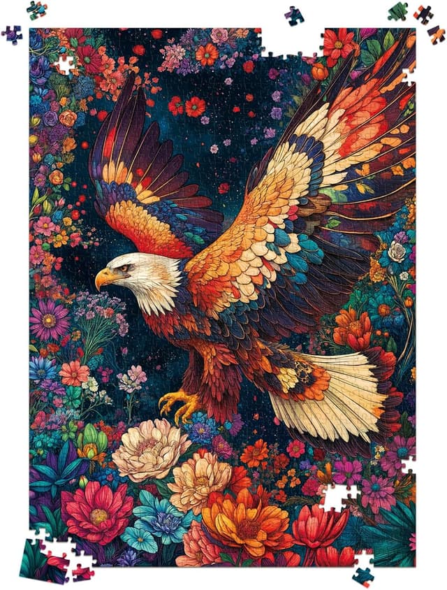 Detalle 2 de HUADADA 1000-Piece Jigsaw Puzzle for Adults – Colourful Eagle (70 x 50 cm)