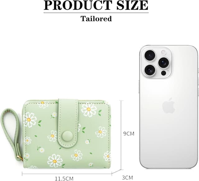 Detalle de LZSXDWXY Damen-Geldbörse mit Blumenmotiv, außen Reißverschluss und Kartenfächer