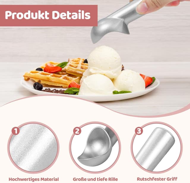 Detalle 2 de Nepfaivy Eisportionierer & Eislöffel Set (2 Stück, 18 cm) mit Antihaftbeschichtung