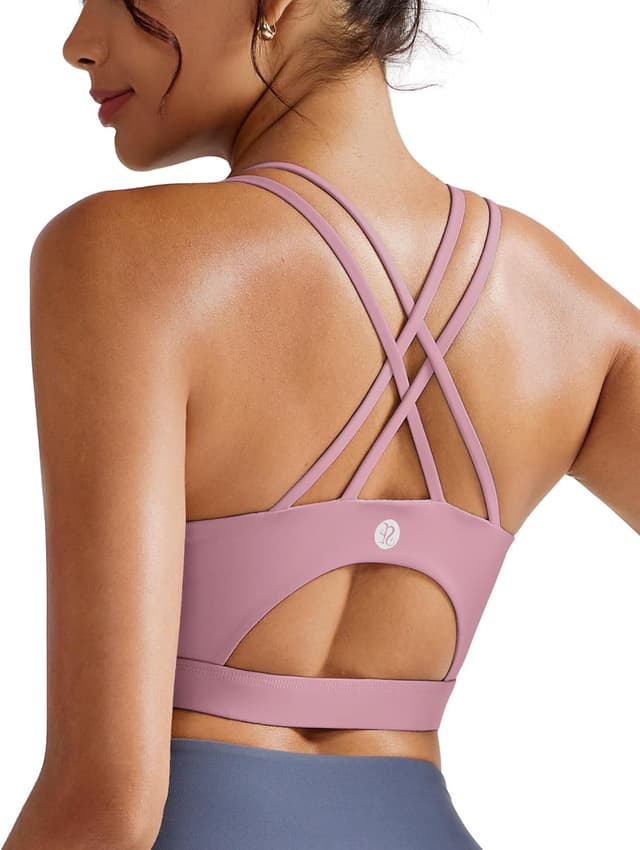 Detalle de RUNNING GIRL Padded Sports Bra Tank Top with Crisscross Open Back for Medium Support