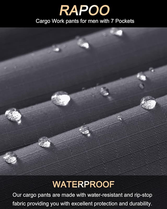 Detalle 2 de Rapoo Cargohose für Herren – Outdoor- & Workwear-Wanderhose im Ripstop-Look mit 7 Taschen