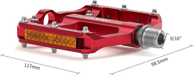 Detalle de Pedali flat CXWXC MTB con riflettori, 3 cuscinetti, attacco 9/16" in alluminio CNC