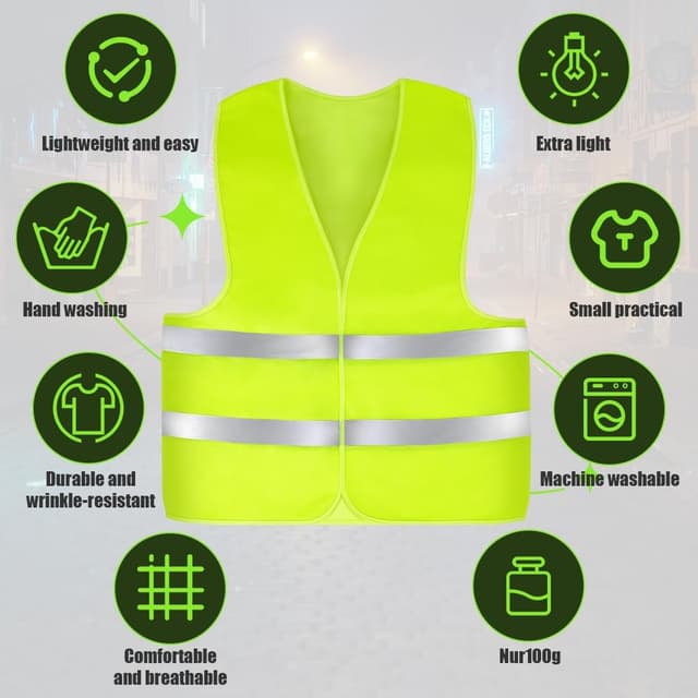 Thumbnail 4 de AYBUY Warnwesten Auto Grün 360° Reflektierend