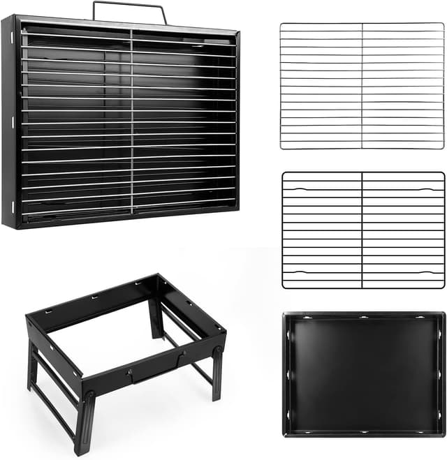 Detalle de Uten petit barbecue pliable à charbon pour table, compact et transportable