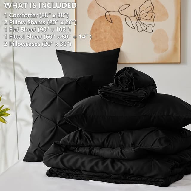 Thumbnail 5 de CozyLux Queen Comforter 7-Piece Pintuck