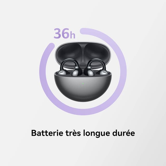 Detalle 2 de HUAWEI FreeClip : écouteurs Bluetooth ouverts, autonomie jusqu’à 8 h, IP54 et double connexion