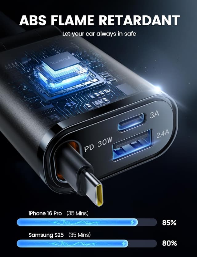 Detalle de Lamicall 57W 3-in-1 car charger adapter
