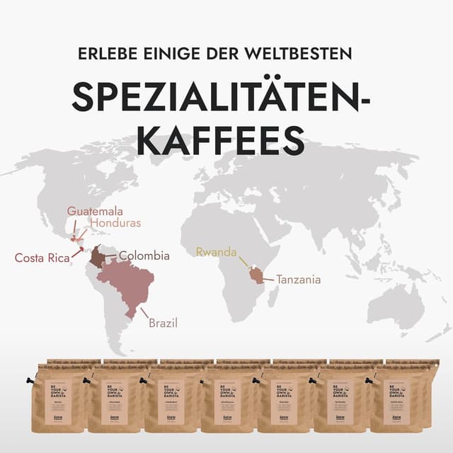 Detalle 2 de Innovatives Kaffee Geschenk Set für Männer & Frauen – 14 Single-Estate & Bio Spezialitäten als Probierset von weltweit