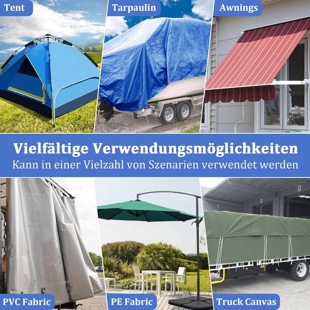 Detalle de PVC Planenband Planen-Reparaturklebeband (5 m x 8 cm) für Gewebeplanen, Lkw-Abdeckplane, Markise, Zelt – blau