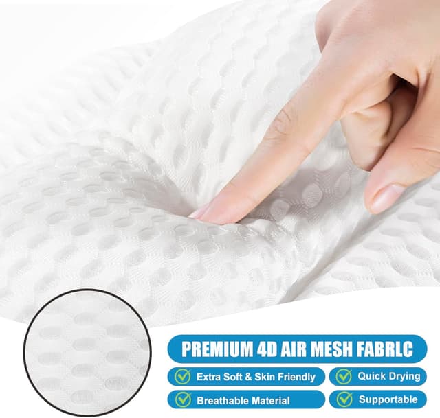Detalle de Badewannenkissen mit 6 Saugnäpfen & Haken, Memory-Schaum & 4D Air Mesh (Weiß)