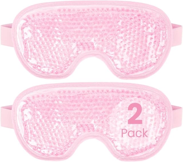 Detalle de NEWGO Reusable Hot Cold Cooling Eye Mask (Pink) – 2-pack for puffy eyes, migraines & headache relief