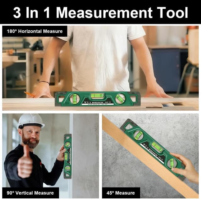 Detalle de Niveau à bulle magnétique Flintronic 230 mm avec 3 fioles (180°/90°/45°) en aluminium