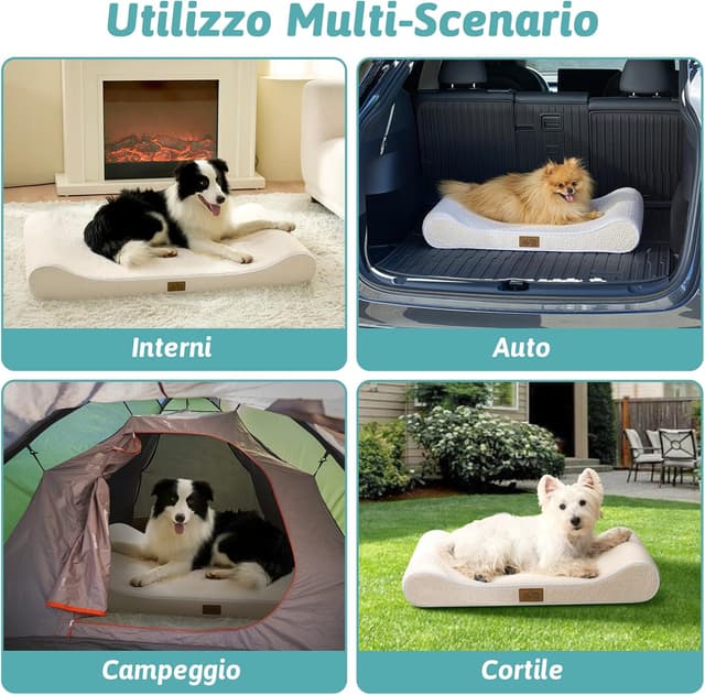 Thumbnail 6 de COZY KISS Cuccia per cani lavabile con materasso ortopedico 114x76x15 cm, bordo rialzato e antiscivolo (fino a 43 kg) beige