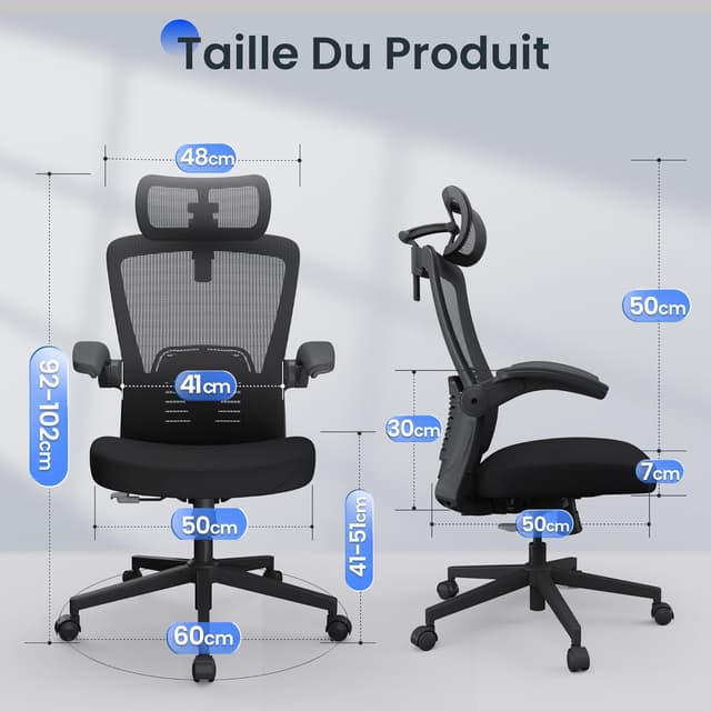 Detalle de FLEXISPOT Chaise de Bureau Ergonomique 150 kg đș