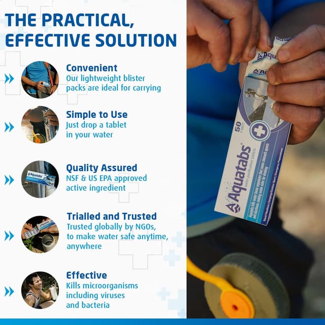 Detalle de Aquatabs pastillas potabilizadoras 50