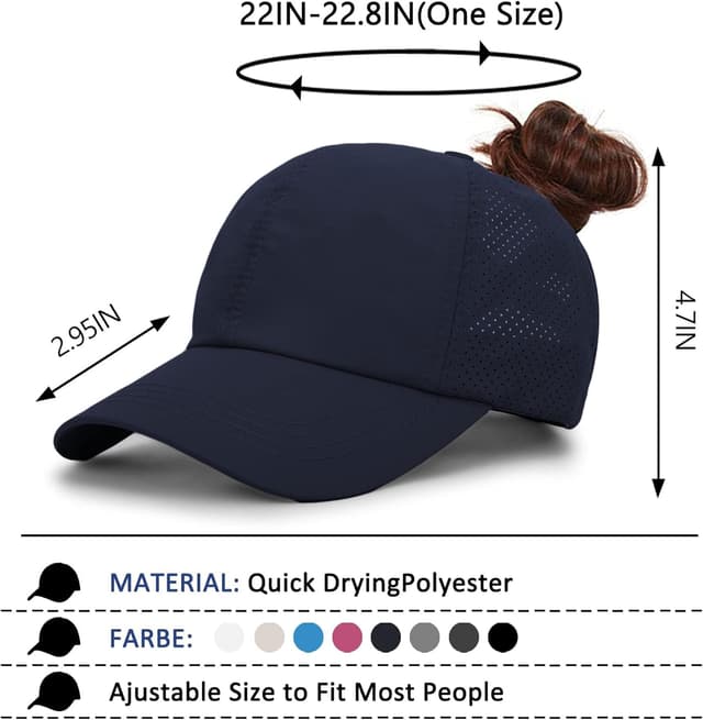 Detalle 2 de Women Ponytail Baseball Cap Adjustable Sun Cap