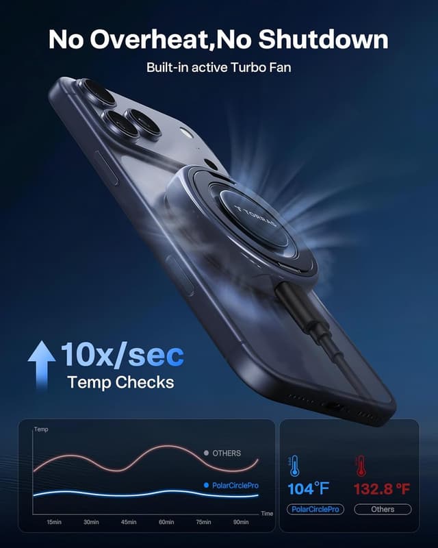 Detalle de TORRAS Qi2.2 25W Magnetic Wireless Charger Stand (Mag-Safe compatible), Black