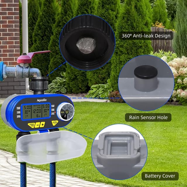 Detalle 2 de Aqualin timer per irrigatori con 2 uscite, due valvole programmabili e Rain Delay