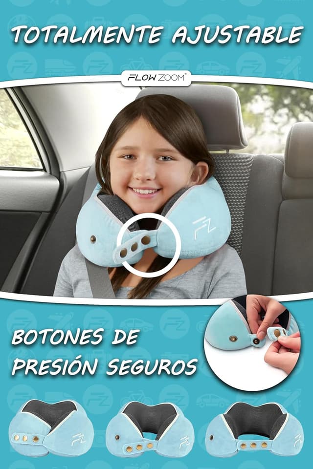Detalle de FLOWZOOM Comfy Kids Almohada de Viaje ✈️ para Niños Mayores de 6 Años