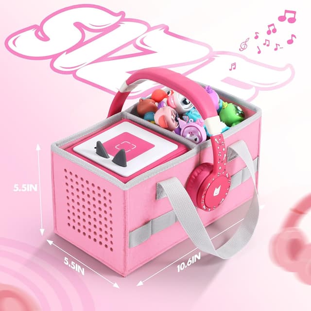 Detalle de Piaclen Carrying Case for Toniebox Audio Player & Figurines Starter Set (Felt Organizer Bag, Pink)