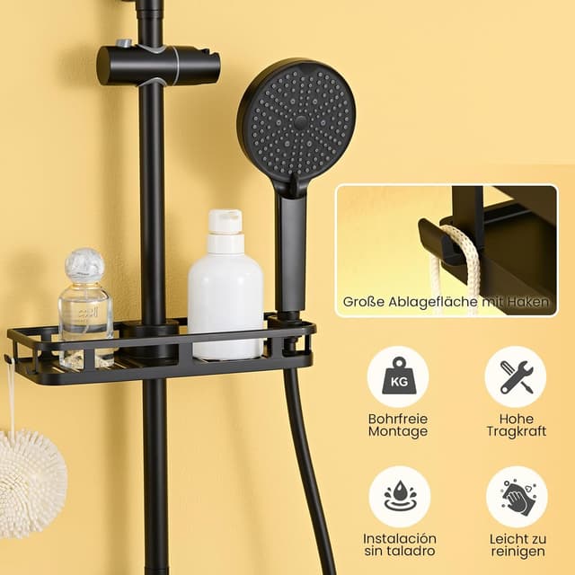 Detalle 1 de Auralum Regendusche Set 250 mm Edelstahl