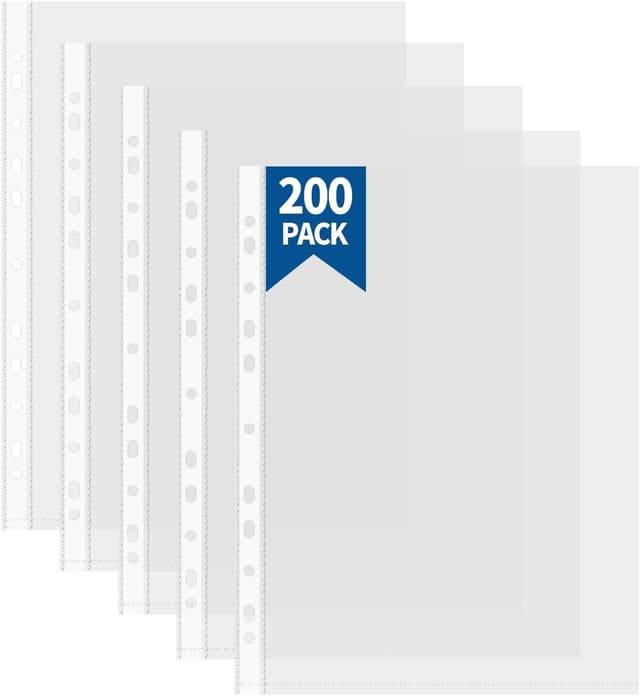 Detalle de Atoke 200-pack A4 Punched Pockets (60 micron) clear binder sleeves