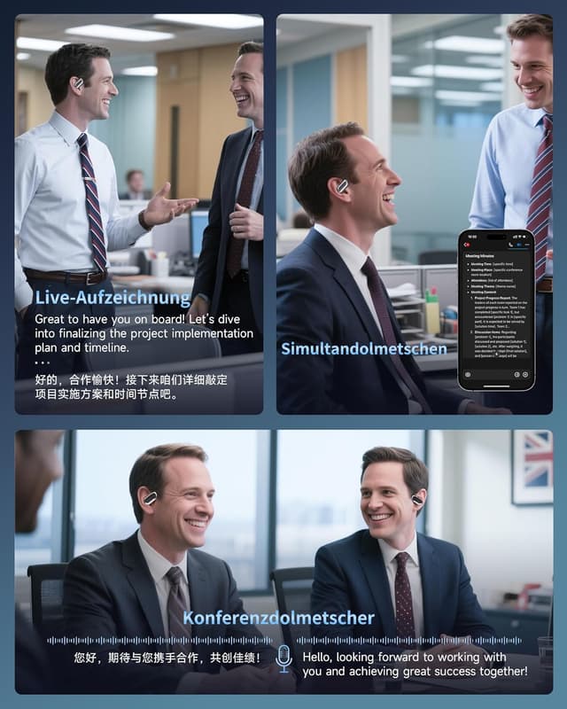 Thumbnail 3 de EUQQ KI Übersetzer Kopfhörer Bluetooth 6.1, 144 Sprachen, 50 Std ⎧