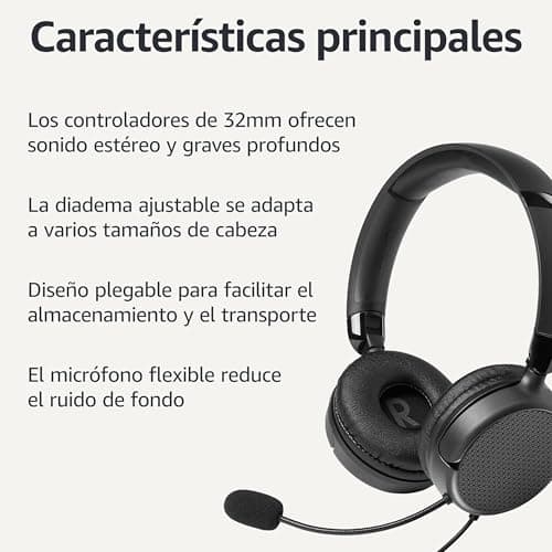 Thumbnail 1 de Amazon Basics Auriculares con cable y micrófono