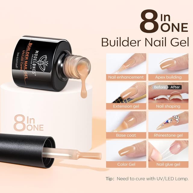Detalle de modelones 8-in-1 Gel Nägel Builder-Gel mit 6 Nude-Farben (UV/LED) für Nagelverstärkung & Verlängerung