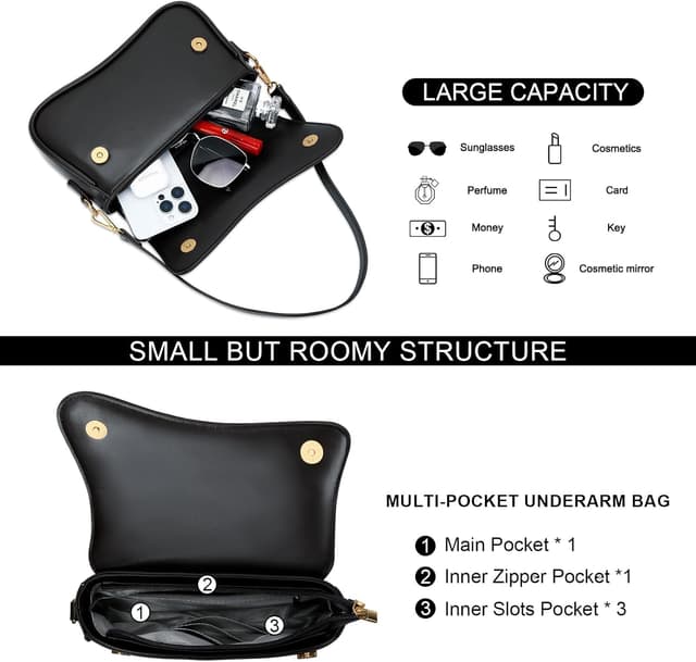 Detalle de KKXIU Small Shoulder Bag for Women with Detachable Strap and Gold Chain