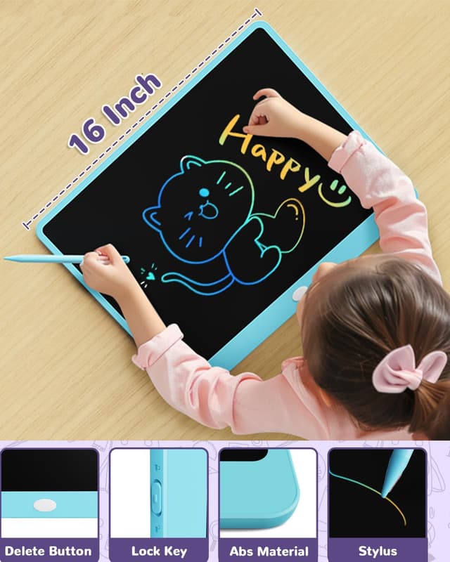 Detalle 2 de ORSEN Tablette LCD 16 pouces : ardoise magique effaçable pour enfants (bleu) de 3 à 8 ans