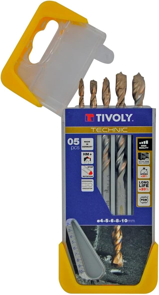 Detalle de TIVOLY Caja de Brocas de Hormigón Alto Rendimiento 5 piezas