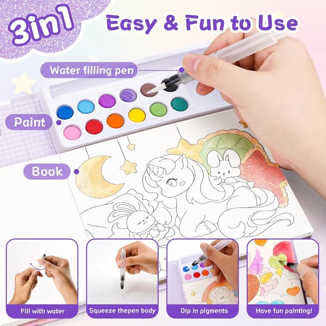 Detalle 2 de Ybzegrd Water Colouring Book 12-colour Paint Set 🎨