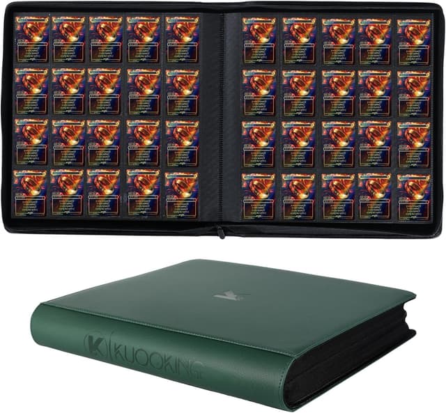 Detalle de KUOOKING 2000-Pocket Trading Card Binder (20-Pocket Album) for MTG & Standard-Size Cards, Green