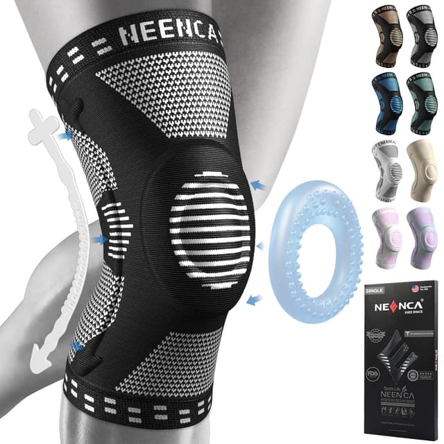 Detalle de NEENCA Professional Knee Brace Knee Compression Sleeve with Patella Gel Pads & Side Stabilizers