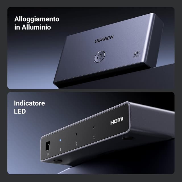 Detalle 1 de UGREEN HDMI 2.1 Switch 3 in 1 8K