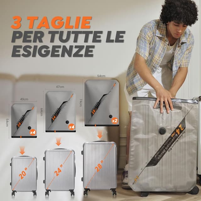 Detalle de Vacbird Sacchetti Sottovuoto per Vestiti con Pompa Wireless Senza Fili (10 pezzi) per Viaggi e Bagagli