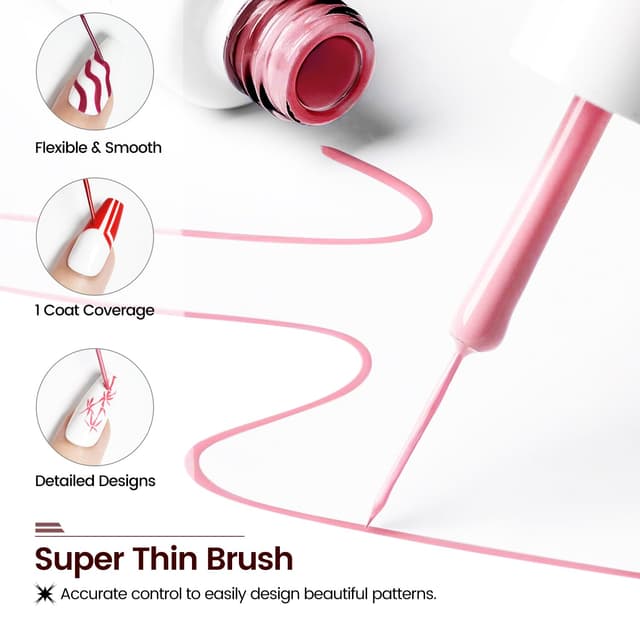 Detalle de JODSONE 10pcs Nail Art Gel Liner Set with Thin 3D Effect Detail Pens