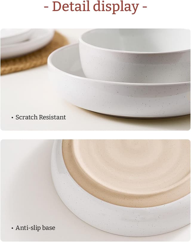 Thumbnail 6 de famiware Milkyway 33 oz Bowl Set of 4 (8.25 in) White—Stoneware Pasta & Salad Bowls