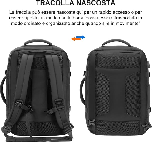 Detalle de Hafmall Baggage Cabine 45x30x20 pour Easyjet : sac à dos cabine 30 L noir et gris